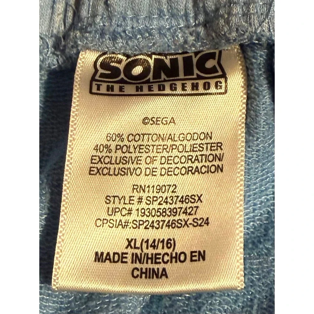 Sonic The Hedgehog Boys Blue Graphic Jersey Shorts Size XL 14/16 SEGA